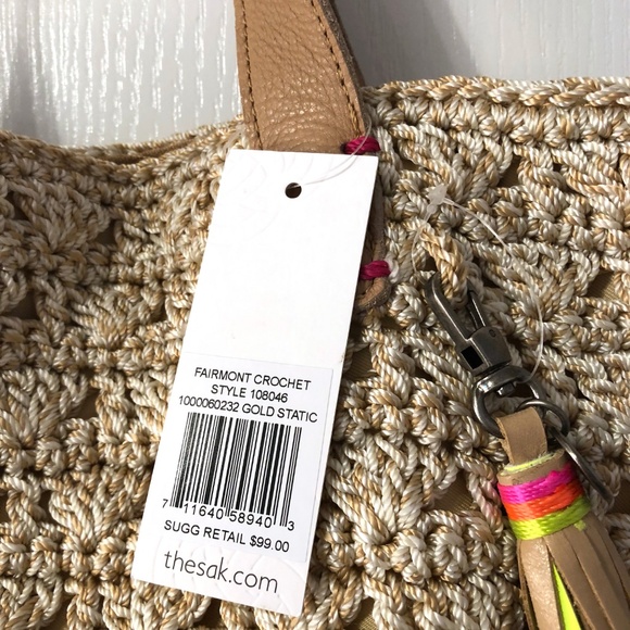 The Sak Fairmont Tote Gold Crochet Beach Cruise - Picture 7 of 8